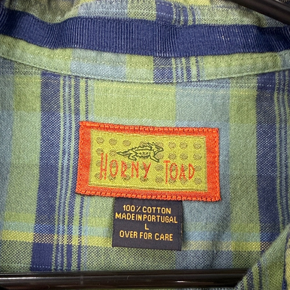 Horny Toad Green & Blue Plaid Button Down Shirt – Size L - Picture 3 of 8